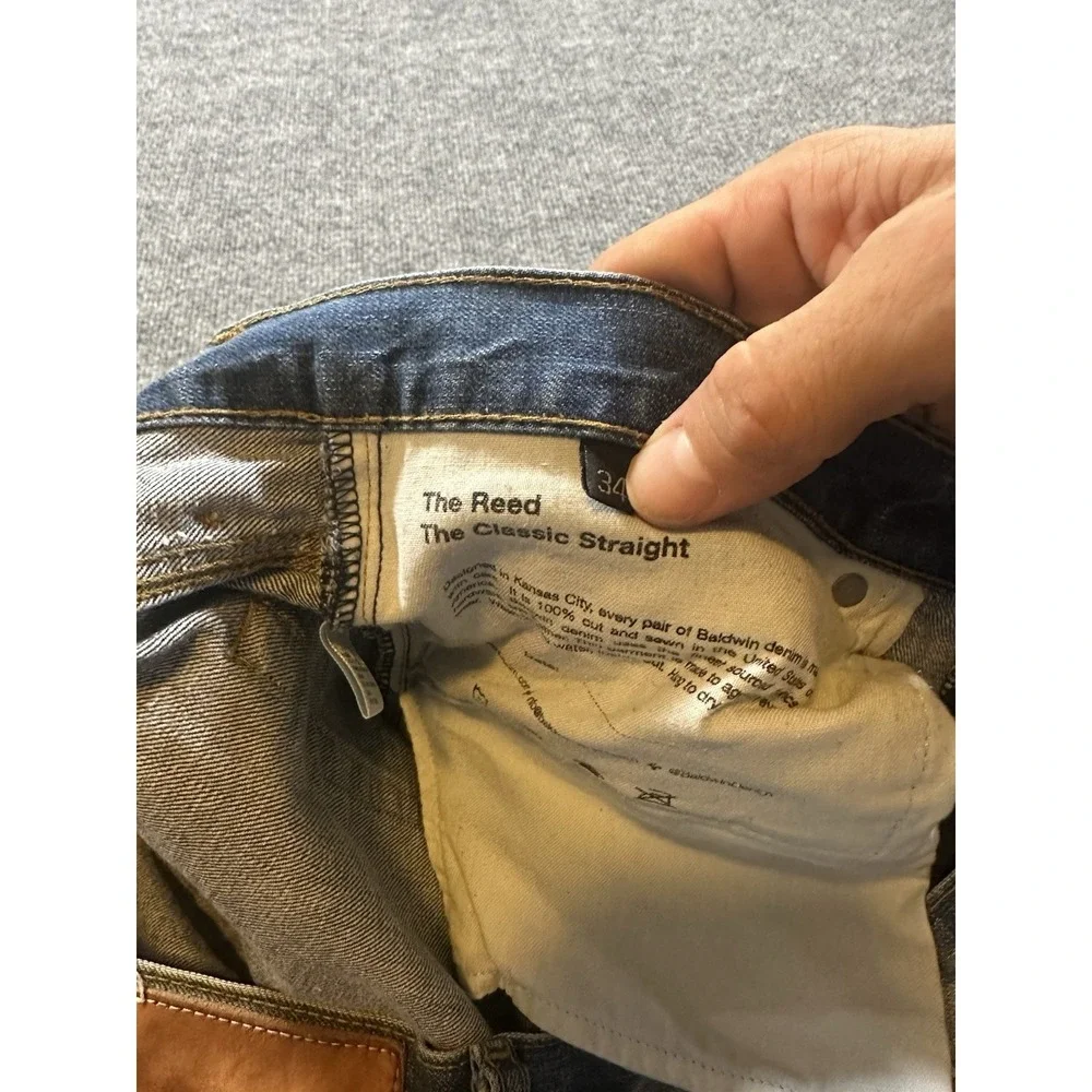 Baldwin Jeans Men's 34x30 Light Wash Zip Fly Classic Straight Leg